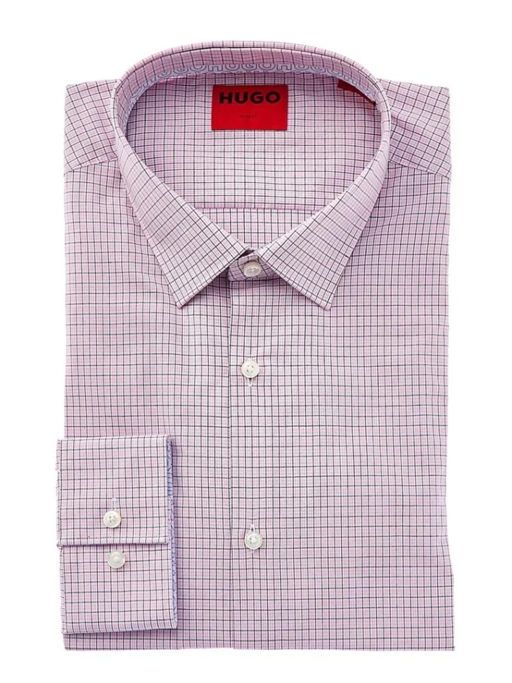 Hugo Boss Pink Check Slim Fit Long Sleeve Dress Shirt/16274